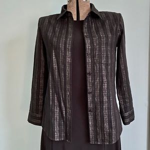 Theory Catris Black Mini Plaid Button Down Shirt SZ Med EUC